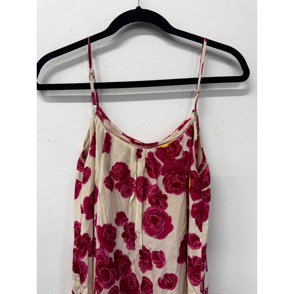 Anthropologie Moulinette Soeurs 100% Silk Magenta Rose Floral Slip Dress Sz 4 - Picture 6 of 15